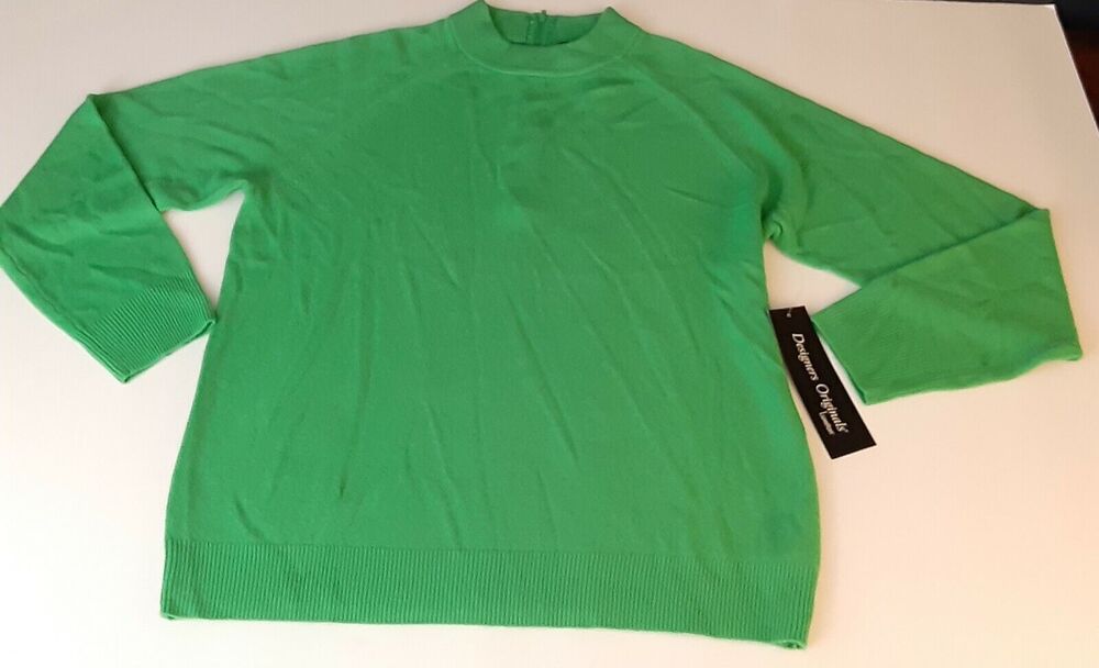 Designers Originals Luxelon Sweater sz M NWT Irish Green Classy Versatile